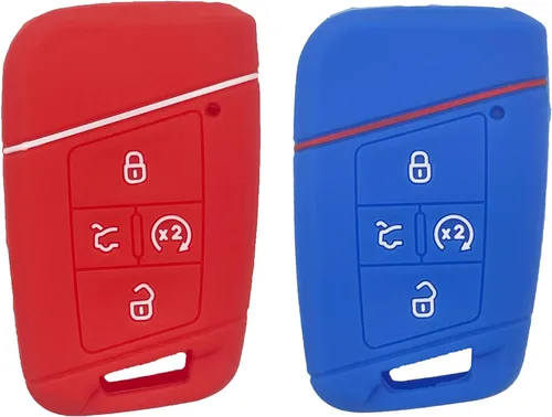 Vista 13 de LemSa Funda protectora de silicona para llavero inteligente con 4 botones para Volkswagen Tiguan Atlas Jetta Passat Golf Alltrack Push Start, 2021