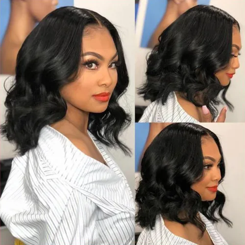 Vista 5 de Pelucas Wear and Go Sin Pegamento Pre Despuntadas Pre Cortadas de Encaje Frontal para Mujeres Negras Cabello Humano Mejorado Sin Pegamento Pelucas