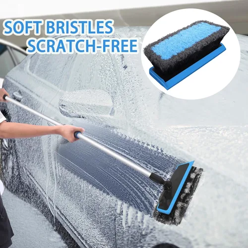 Vista 2 de Wontolf Cepillo de Lavado de Coche de 62'' con Mango Largo, Cerdas Suaves Sin Rayones Kit Resistente de Trapeador de Lavado de Coche, Kit Completo