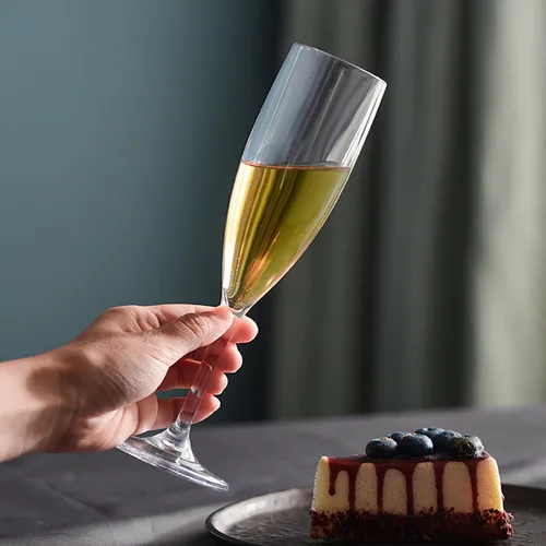 Vista 8 de Elsjoy Paquete de 8 copas de champán acrílicas, copas de champán de tallo de 6 onzas, copas de champán irrompibles, tazas de champán reutilizables