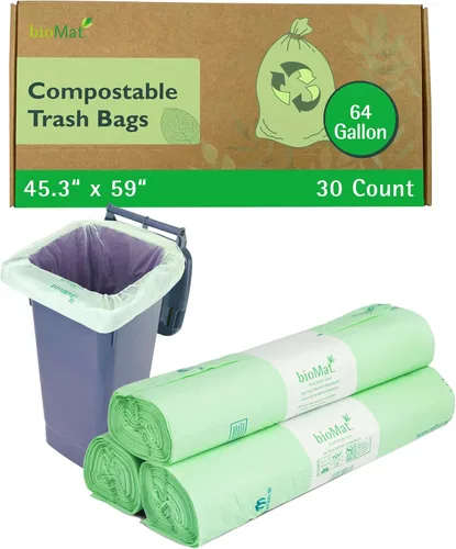 Vista 10 de bioMat Bolsas de basura compostables de 2.6 galones, 125 unidades, forros pequeños para basura de comida de cocina, certificado BPI, CMA y OK