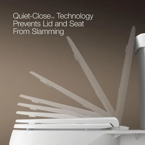 Vista 7 de KOHLER 78052-RL-0 Rutledge ReadyLatch - Asiento de inodoro redondo con cierre silencioso, tapa y asiento de cierre lento, parachoques de agarre