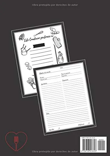 Vista 2 de Mis recetas Libro de recetas en blanco - Recetarios de cocina para escribir Libreta y Cuaderno para recetas de cocina, en blanco, personalizado