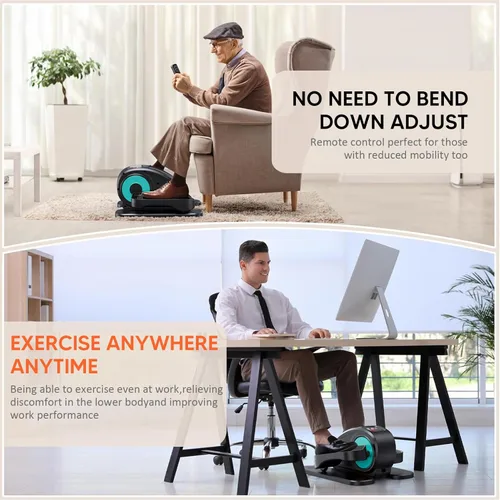 Vista 3 de Tappio Elíptica para debajo del escritorio, ejercitador eléctrico de pedales, elíptica sentada totalmente montada, compacta y portátil con control