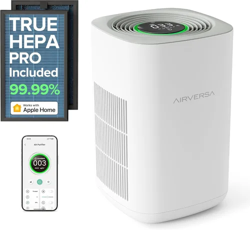 Vista 7 de Purificador de aire Airversa HomeKit por Thread funciona con HomeKit (se requiere hub doméstico) limpiador de aire inteligente de 3 etapas H13 True