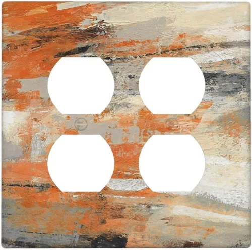 Vista 121 de Cubierta de Toma Duplex de 1 Banda Decorativa con Diseño de Puesta de Sol Abstracto y Arcoíris, Placa Frontal Eléctrica, Interruptor de Luz Único