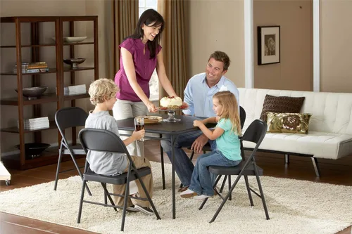 Vista 6 de Cosco Products Mesa con tabla superior de PVC de 20" x 48" con altura ajustable, Acero, Negro
