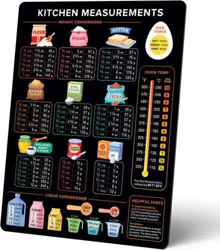Vista 8 de Gadgets útiles de cocina vintage, tabla de conversión de cocina linda, accesorios de cocción y horneado más fáciles, regalos para panaderos