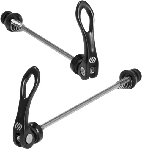 Vista 3 de Chooee Juego de brochetas de liberación rápida delantera y trasera para bicicleta de montaña o bicicleta de carretera (rojo/negro)