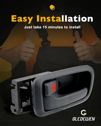 Vista 6 de Gledewen Manijas de Puerta Interior con Bisel (Par), Compatible con Toyota Tundra 2000-2006, Gris Oscuro, Conductor Delantero Izquierdo y Pasajero