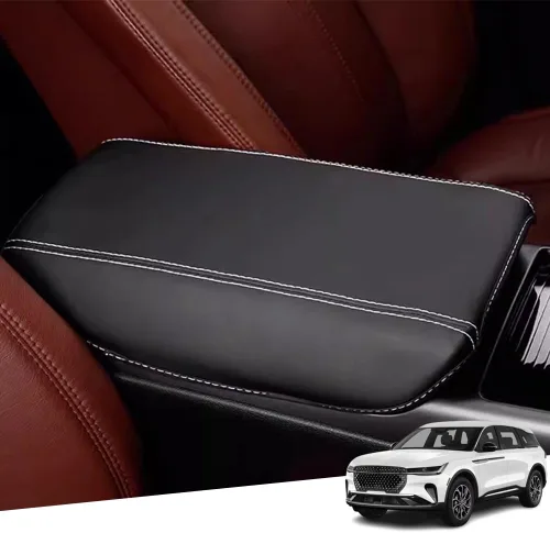 Vista 13 de Great-luck Funda de cuero para consola central con protector de reposabrazos y accesorios (costuras negras) para Nissan Rogue