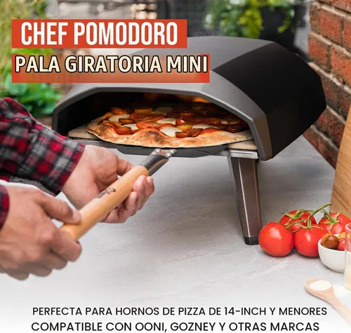 Vista 4 de Chef Pomodoro Girador de cáscara de torneado de pizza de 7 pulgadas, mango