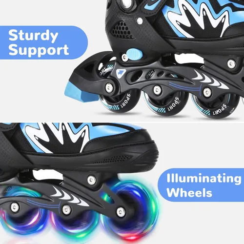 Vista 5 de TOMSHOO Adjustable Inline Skates for Kids Outdoor Roller Skates with Full Light Up Wheels Roller Blades for Girls and Boys Birthday Gift