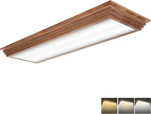 FAITHSAIL - Lámpara LED de 2 pies con CCT seleccionable de 3000K/4000K/5000K, regulable, lámpara LED lineal de 2 pies con aspecto de madera, 30W,
