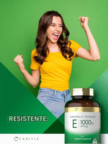 Vista 7 de Carlyle Vitamina E 1000 UI cápsulas blandas con tocoferoles mixtos 120 pastillas Suplemento de origen natural Fórmula sin OMG y sin gluten