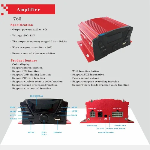 Vista 5 de XYC UTV, ATV, motor Bluetooth antirrobo, control remoto de 3.34 pulgadas, altavoz inalámbrico Bluetooth para motocicleta, reproductor de música MP3