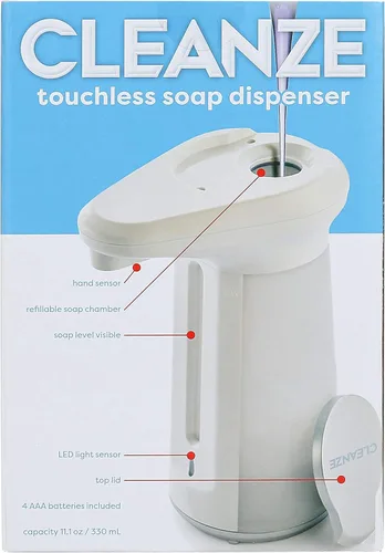 Vista 7 de CLEANZE Dispensador automático de jabón sin contacto Manos libres, soporta hasta 11.1 onzas de jabón líquido