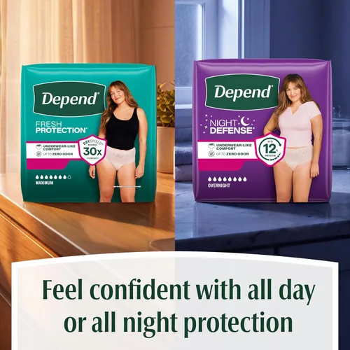 Vista 8 de Depend Fresh Protection - Pañales para adultos, ropa interior de incontinencia y para pérdida de orina posparto para mujer, desechable, máxima