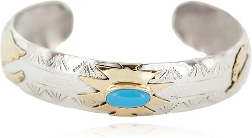 $510Tag 12ktGF Pulsera nativa de turquesa natural de águila navajo con certificación de plata 13095 Hecho por Loma Siiva, Metal Piedra, Turquesa