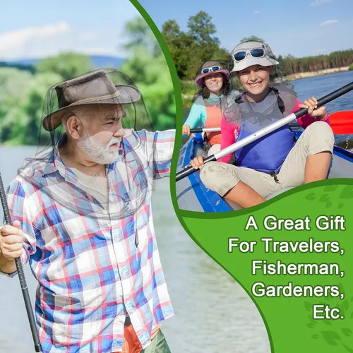 Vista 5 de HESTYA Paquete de 4 mosquiteros de malla para cabeza, cara, cuello, mosquitera, capucha de insectos y mosquitos, red que no se ve con bolsas