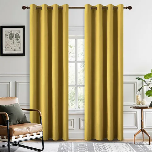 Vista 14 de DONREN Cortinas opacas completas para dormitorio, aislamiento térmico y reducción de ruido, cortinas de lino con ojales para sala de estar y Negro