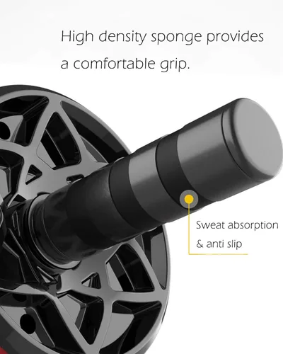 Vista 5 de AB Wheel Roller, Exercise Abdominal Wheel Fitness for Gym & Home, Core Work-out Strength-Training Roller Negro