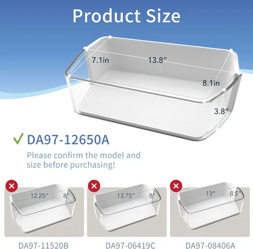 Vista 2 de DA97-12650A - Estantes para puerta de refrigerador (superior derecha) compatible con Sam-sung Refrigerador de repuesto RF260 RF261 RF263 apto