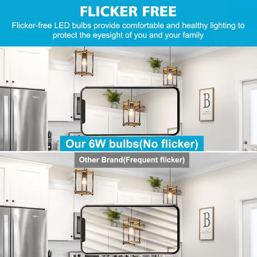 Vista 4 de Ascher - Bombillas de filamento LED E26, equivalentes a 60 W, luz blanca cálida de 2700 K, no regulables, vidrio transparente clásico, bombillas LED