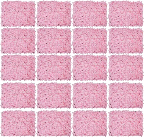 Vista 13 de FAIRYPAGODA - Paneles de pared de flores artificiales, 10 unidades, decoración de pared floral de seda con diseño de cuadrícula hueca para bodas