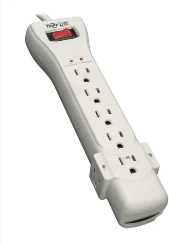 Vista 3 de Tripp Lite Regleta de alimentación con protector de sobretensiones de 7 tomas, cable de 6 pies y 7 salidas con protector de sobretensiones, cable