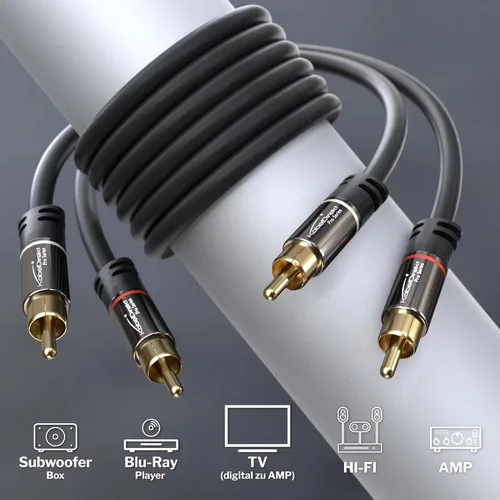 Vista 2 de CableDirect - Cable RCA/Phono de 3 pies, 2 × 2 enchufes, cable de audio estéreo, calidad de sonido prácticamente a prueba de roturas y impecable