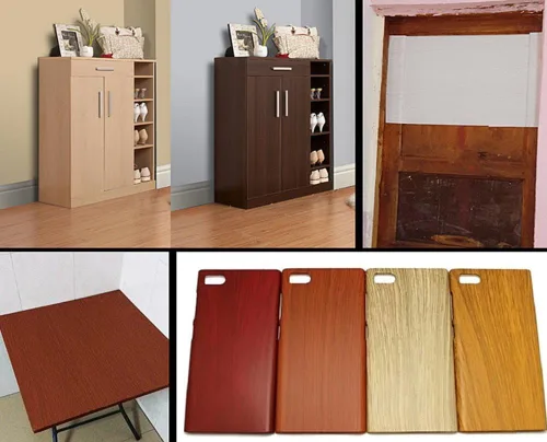 Vista 3 de Moyishi - Rollo de vinilo de grano de madera para el interior del automóvil, muebles de oficina y hogar, película de 11.8 x 39.4 pulgadas