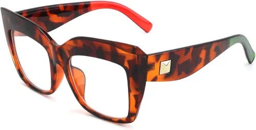 Vista 10 de FEISEDY Gafas cuadradas de gran tamaño Marco Gafas Mujeres B2475 Negro