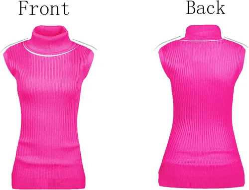 Vista 3 de v28 - Suéter elástico y tejido, con cuello alto y sin mangas para mujer