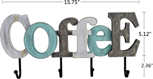 Vista 6 de Linfevisi Letrero de madera para colgar en bloque con letras en bloque de madera, decoración de pared de café, decoración de pared, decoración