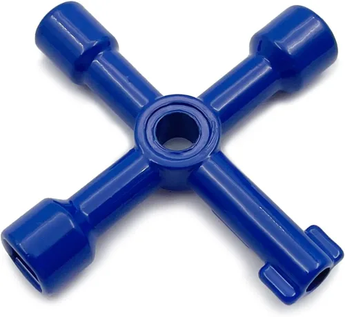 Vista 2 de Llave multifuncional de 4 vías, llave cruzada universal 4 en 1, llave cuadrada triangular de acero inoxidable para medidor de agua y gas, válvula