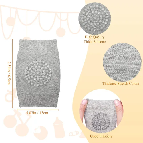 Vista 2 de Haysandy 4 pares de almohadillas antideslizantes para gatear para bebés, rodilleras elásticas ajustables, calentadores de piernas para niños