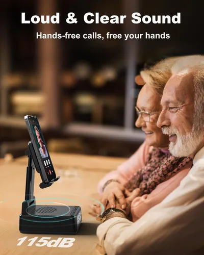 Vista 5 de Regalos de cumpleaños para hombres y mujeres, soporte para teléfono celular con altavoz Bluetooth inalámbrico, soporte para cargador de teléfono