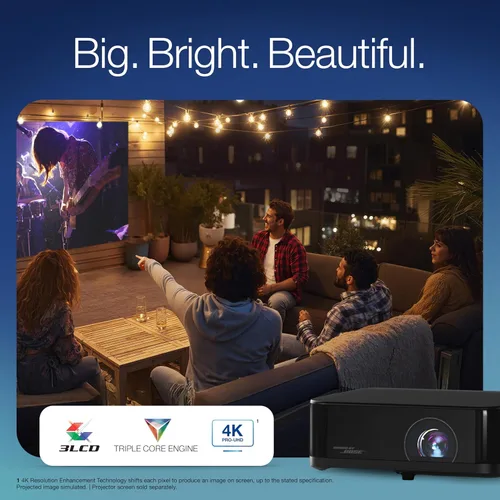 Vista 2 de Epson Lifestudio Pop Plus 4K PRO-UHD - Proyector personal de estilo de vida, 700 lúmenes de color y brillo blanco, sonido por Bose, Google TV, motor