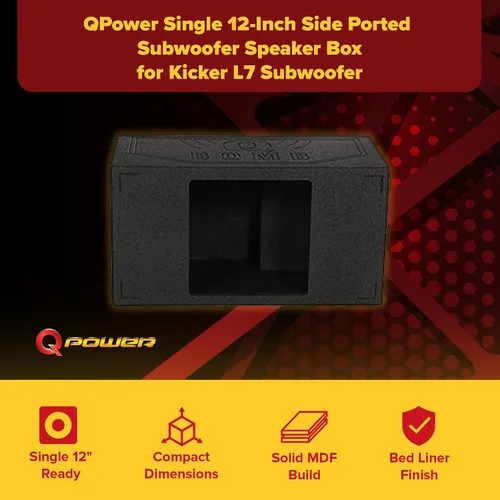 Vista 21 de QPower HD112-VENT-SQ Caja de subwoofer ventilada de 12 pulgadas, cuadrada
