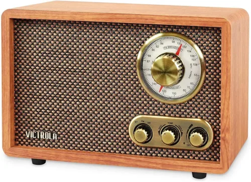Vista 9 de Victrola Willow - Radio Bluetooth de madera retro con altavoces integrados: diseño elegante y vintage, dial giratorio de sintonización AM/FM