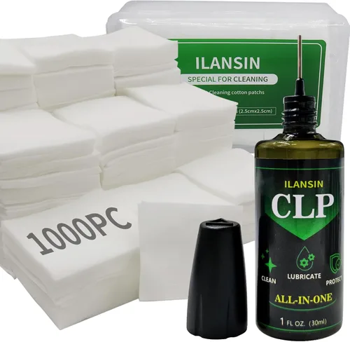 Cotton Gun Cleaning Patches + Needle Odorless CLP Oil，Lint Free Gun Cleaning Cloth,Wipes for Pro Shot Pistol/All Caliber of Firearms Gun Cleaning