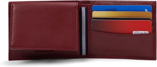 Vista 6 de Tommy Hilfiger Cartera de cuero genuino para hombre con múltiples ranuras para tarjetas