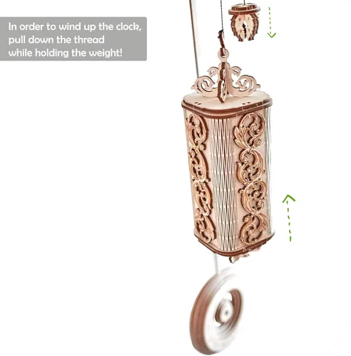 Vista 7 de Wood Trick Pendulum Wall Clock Kit Wooden 3D Puzzles for Adults to Build - 3D Wall Clock Mechanical Model - 42x12 in - Engineering DIY Project