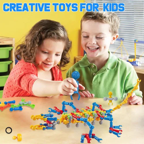 Vista 3 de 170 piezas de juguetes de construcción STEM para niños de 4 a 8 años, bloques de construcción educativos, kit de construcción de ingeniería
