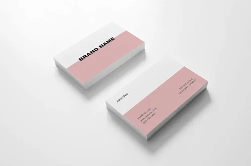 Vista 2 de Tarjetas de visita personalizadas de alta calidad de 3.5 x 2 pulgadas, 100 tarjetas, diseño personalizable con textura tejida y patrón de cheques