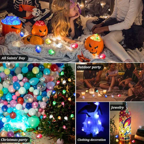 Vista 7 de 50 unidades de luces LED mini, globos LED intermitentes para luces de fiesta de neón, linternas de papel, huevos de Pascua, fiesta de cumpleaños