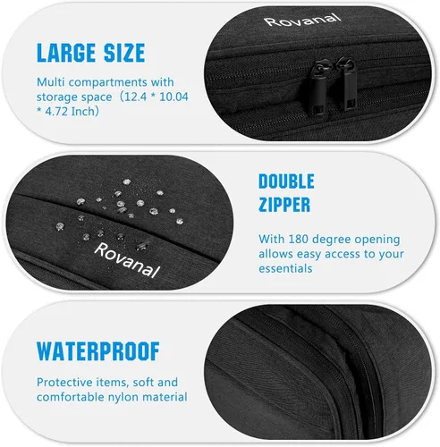 Vista 3 de Organizador electrónico grande, bolsa organizadora de cables de viaje, bolsa de almacenamiento impermeable para accesorios electrónicos, cable