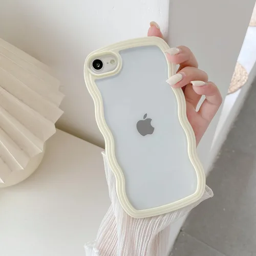 Vista 59 de QLTYPRI Funda compatible con iPhone 7/8/SE, bonita funda transparente con marco ondulado rizado para niñas y mujeres, funda protectora de TPU