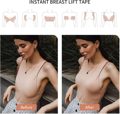 Vista 7 de URTAPE Cinta de levantamiento de senos, cinta de levantamiento de senos para senos grandes, cintas anchas para copa A-G con 2 cubiertas de silicona
